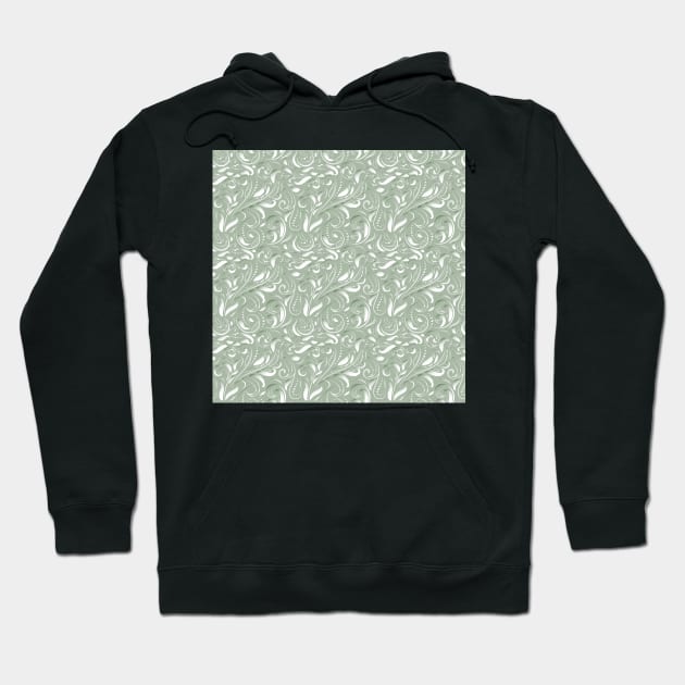 Decorative green pattern in Baroque style. Hoodie by IrinaGuArt